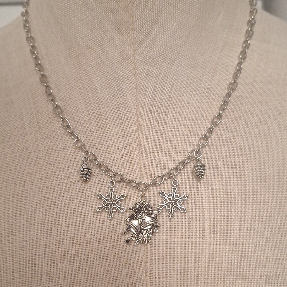 Christmas Silver Charm Necklace